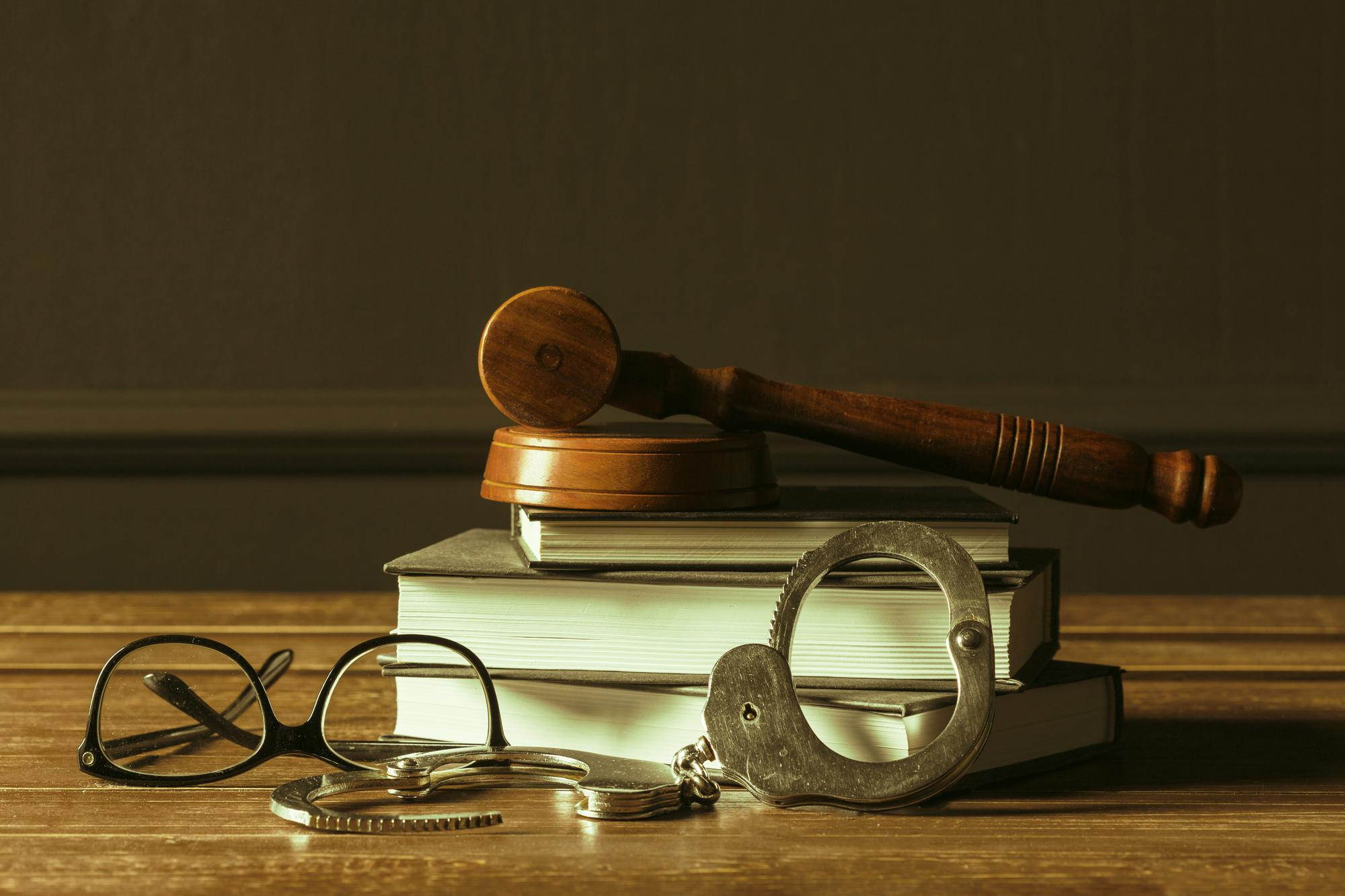 Law books and a gavel